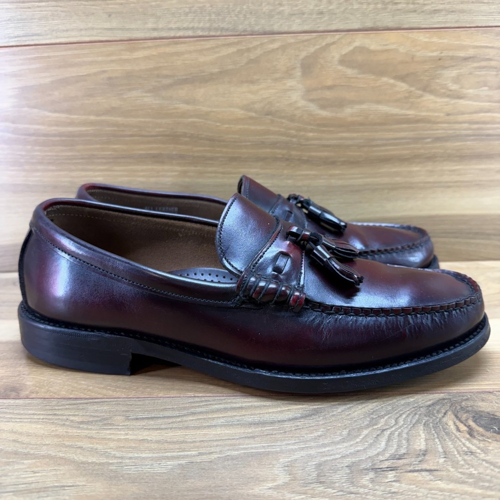 Hanover Handsewn Tassel Loafers Mens 10 D/B Burgundy Moc Toe Dress Shoes